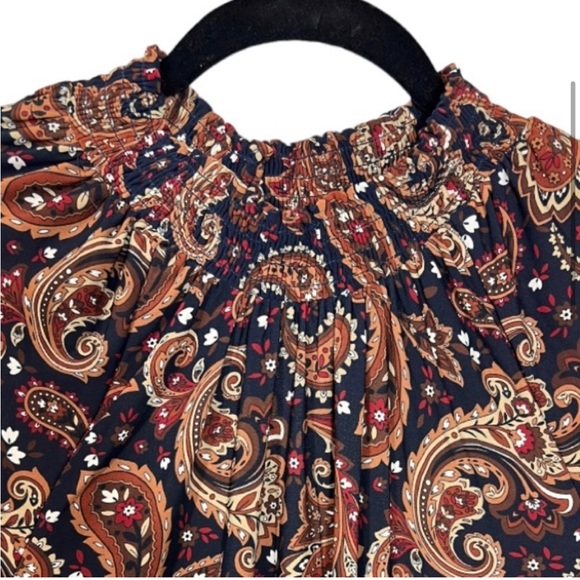 Tommy Hilfinger Paisley Print Mock Neck Swing Dress Long Sleeve Sz 14 - Picture 7 of 11